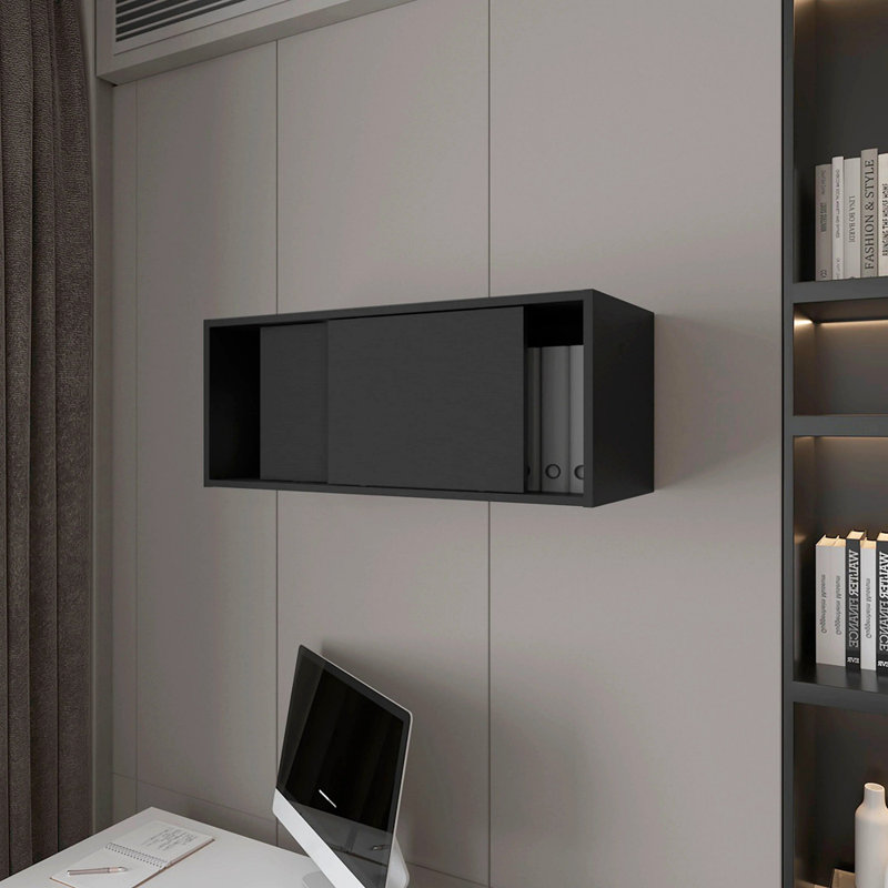 Armoire flottante avec porte coulissante, Noir