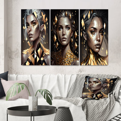 «Radiating Golden Woman», 3 pièces sur toile