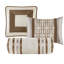 Édredon taupe / brun, très grand, lavable à la machine et coussins décoratifs 7 pièces, froissé-121159194