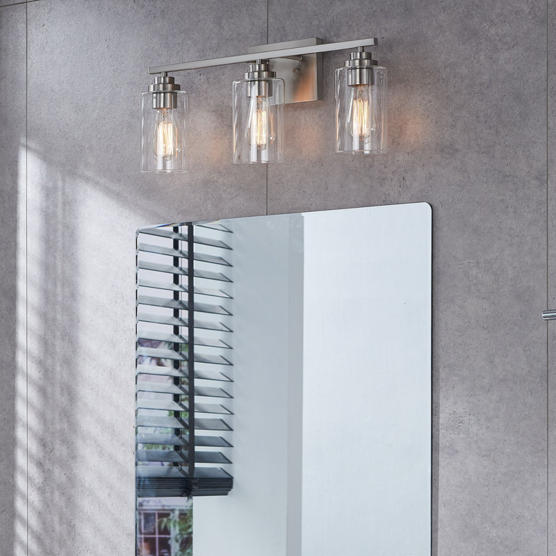 Quitterie Vanity Light, 3, Brushed Nickel, Clear