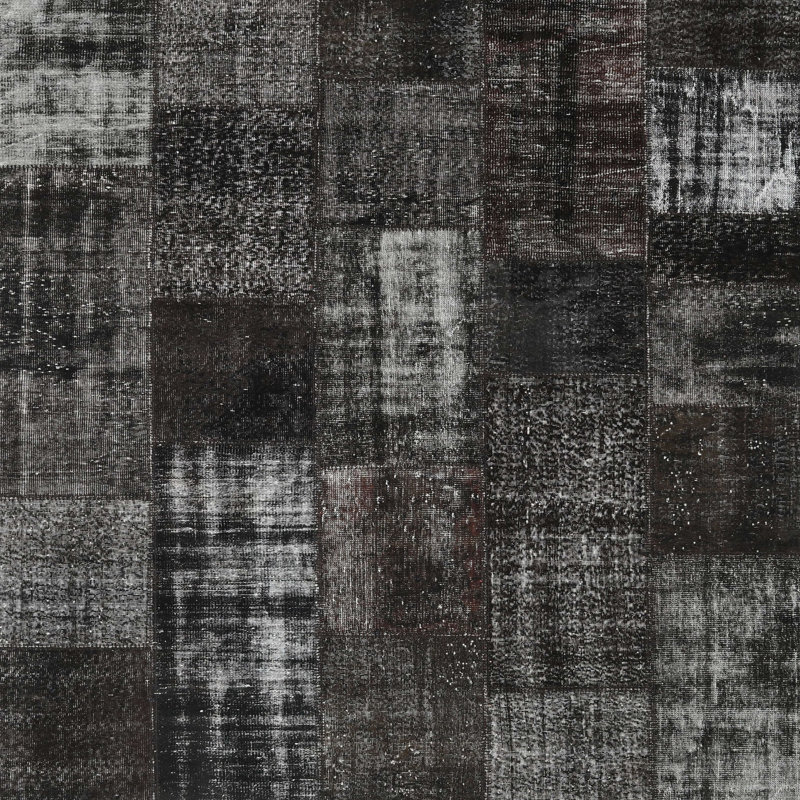 Tapis contemporain gris anthracite / gris, Carré 3 pi