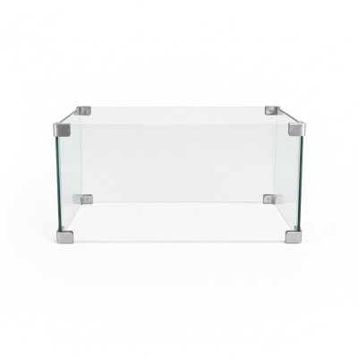 30" Square Glass For Fire Pit Burners, Tempered Structure, Wind Protection Regular Flame, Contemporary - Looked Transparent Design To Adorn Decor, Effortless Install And Take Out, 18 In Depth, 4