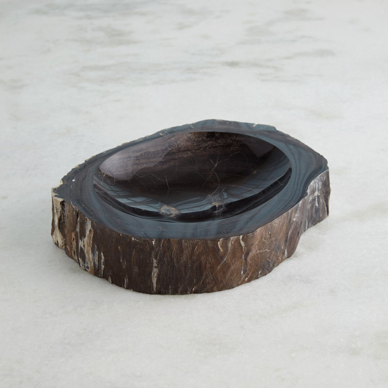 Bol décoratif en bois fait à la main, Noir / brun