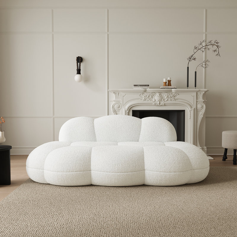 Canapé en nuage berbère en polaire berbère 90,55 po Ivona Boneless, sans assemblage requis, Blanc