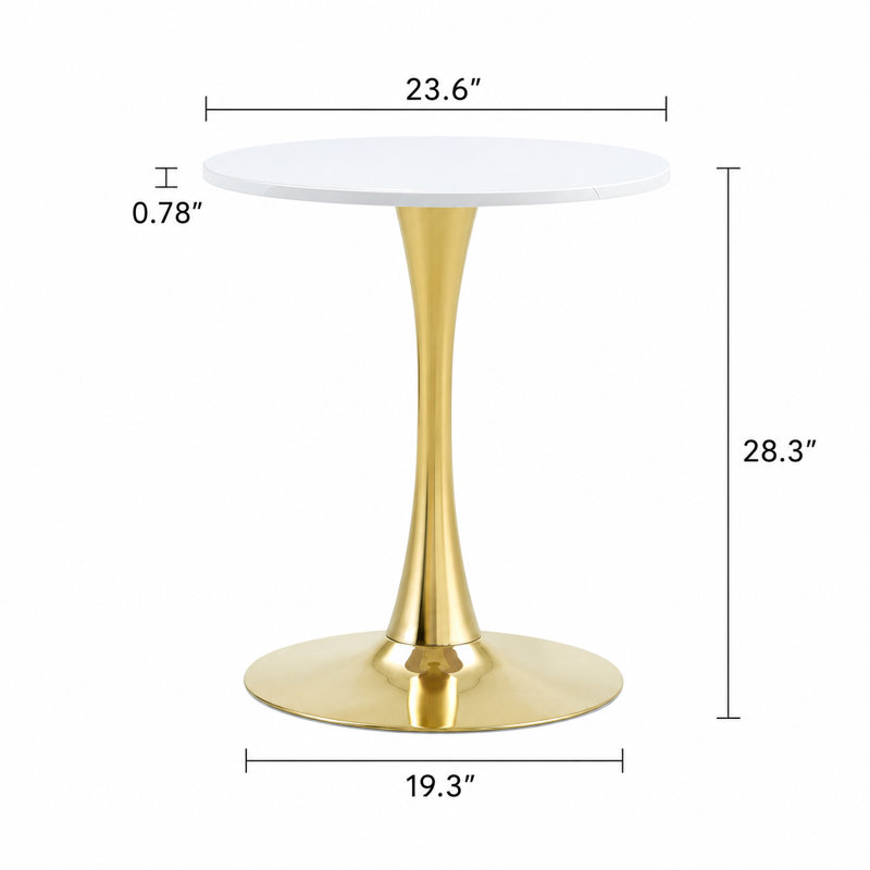 Table de salle à manger moderne à tulipe ronde avec base piédestal pour petits espaces et coins confortables - Table circulaire compacte pour la cuisine, la salle à manger ou le salon