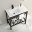 Évier de service 32 "x 18,5" en céramique en porcelaine avec cadre en acier inoxydable noir et tablette à serviettes