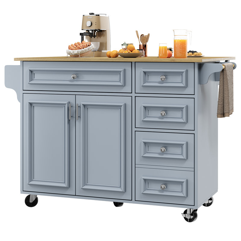 110 cm W Kitchen Island with Top, Blue