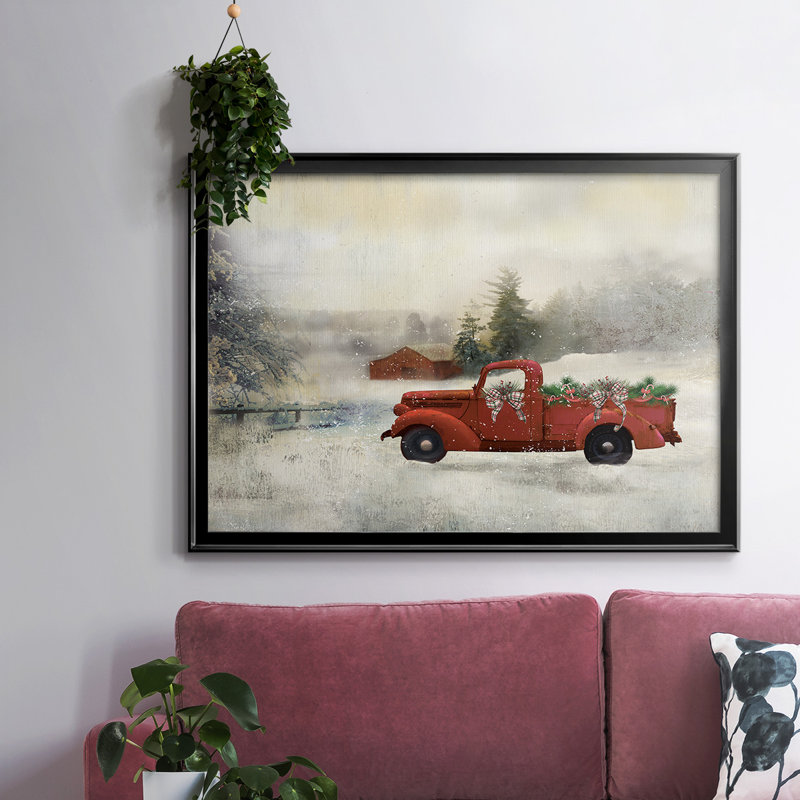 «Red Barn Winter», toile tendue avec châssis_48722, Noir, H 26 po x l 38 po x P 1,5 po