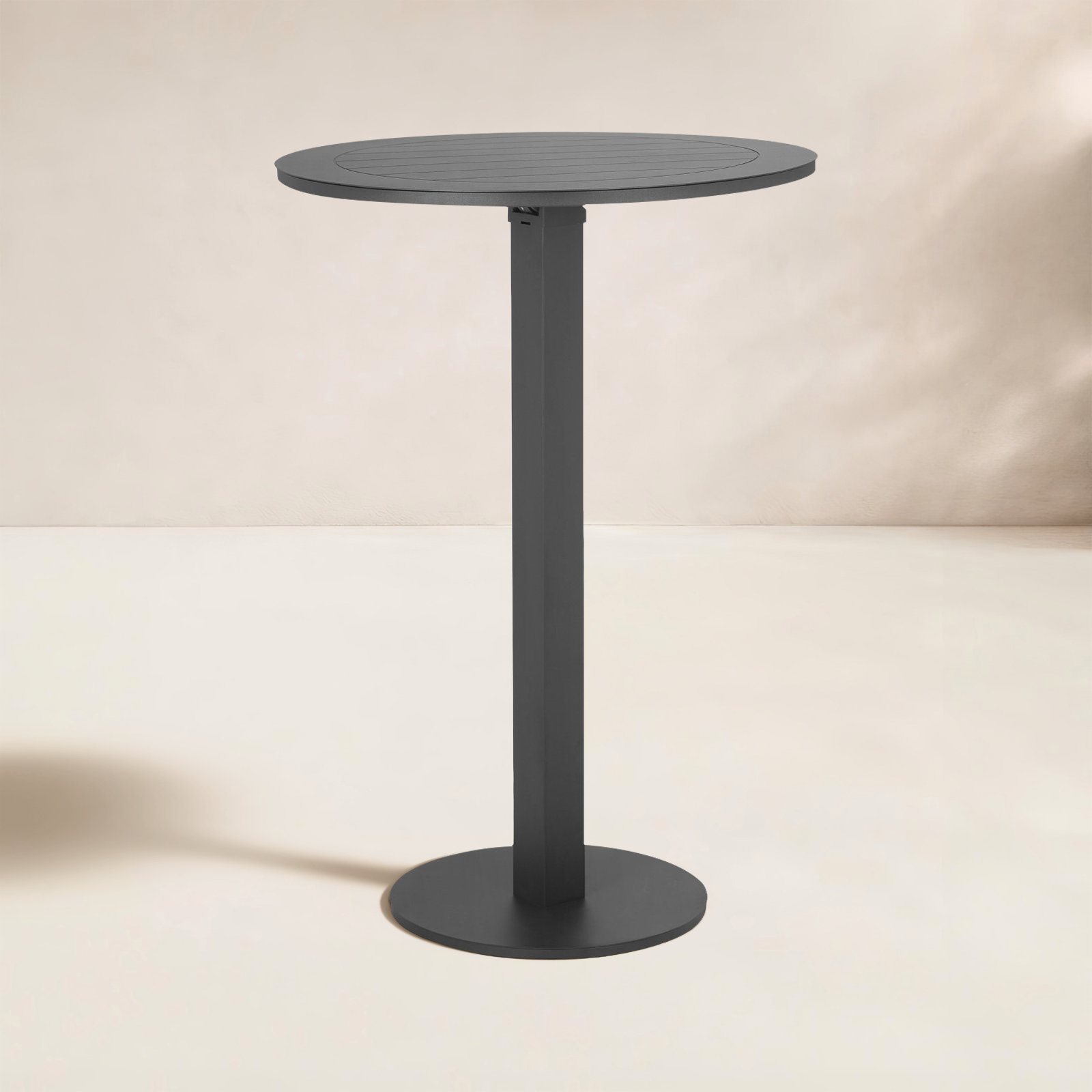Sunset 30'' Powder Coated Aluminum Fliptop Outdoor Dining Table, 43" H x 35" L x 35" D, Gray