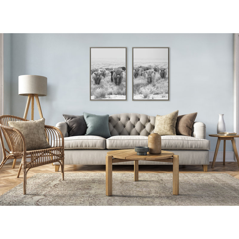 «Herd of Highland Cows» par The Creative Bunch Studio - Ensemble de 2 photographies sur toile flottantes, Cadre gris