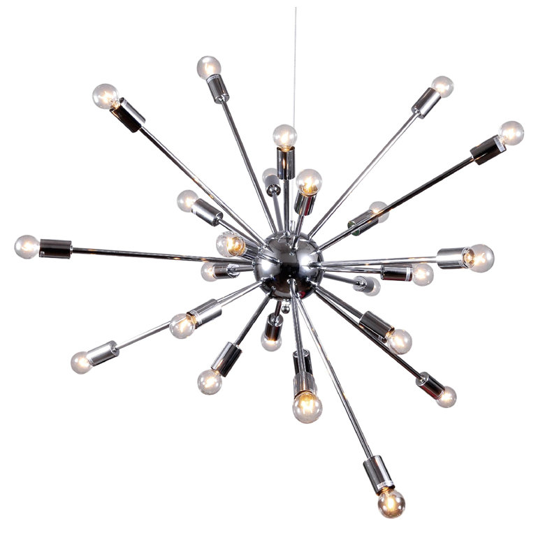 Lustre spoutnik en chrome 24 lumières Jed