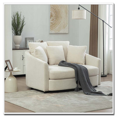 56.3'' Wide Upholstered Round Accent Cuddle Chaise with Pillows