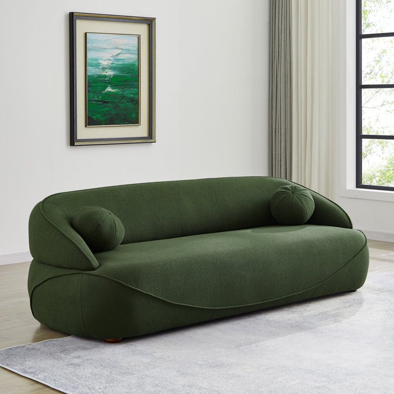 Armi 83.8'' Japandy Style Boucle Fabric Sofa, Green Boucle