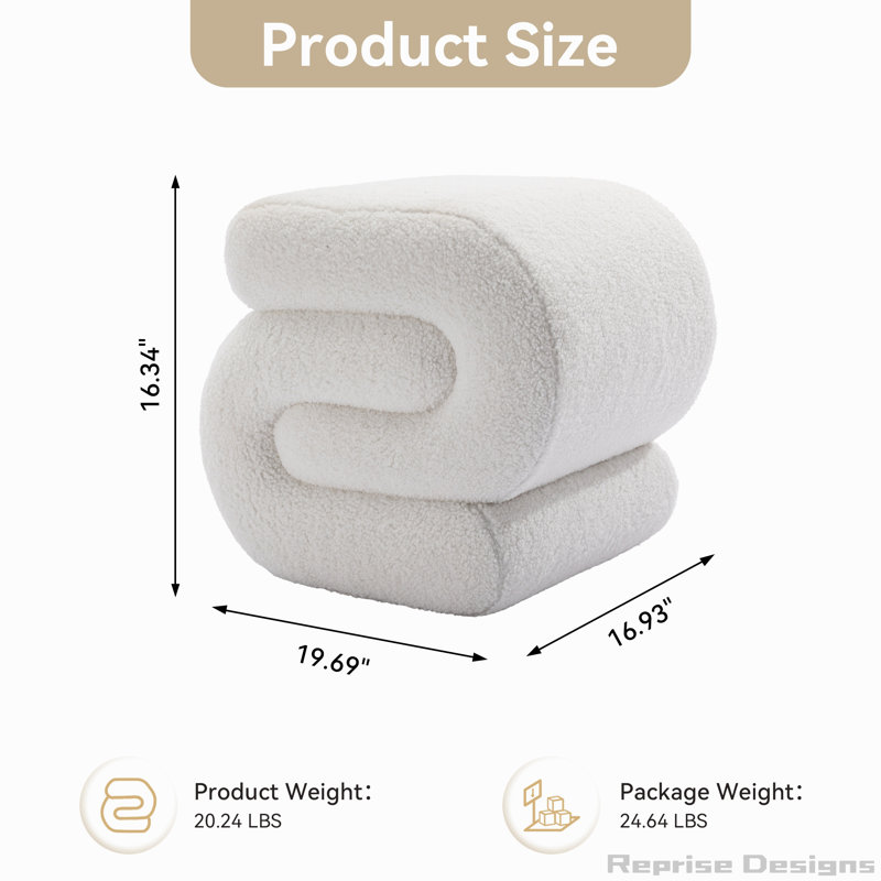 S-shape Ottoman Makeup Stool Footstool, Ivory