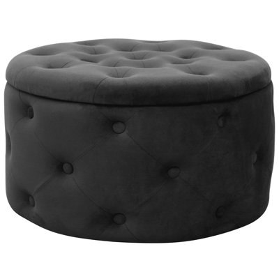 Afanasie 55cm Wide Velvet Tufted Circle Pouffe Ottoman with Storage