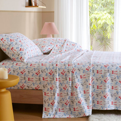 Ensemble de draps 3 pièces à imprimé 100% coton, Happy Bows
