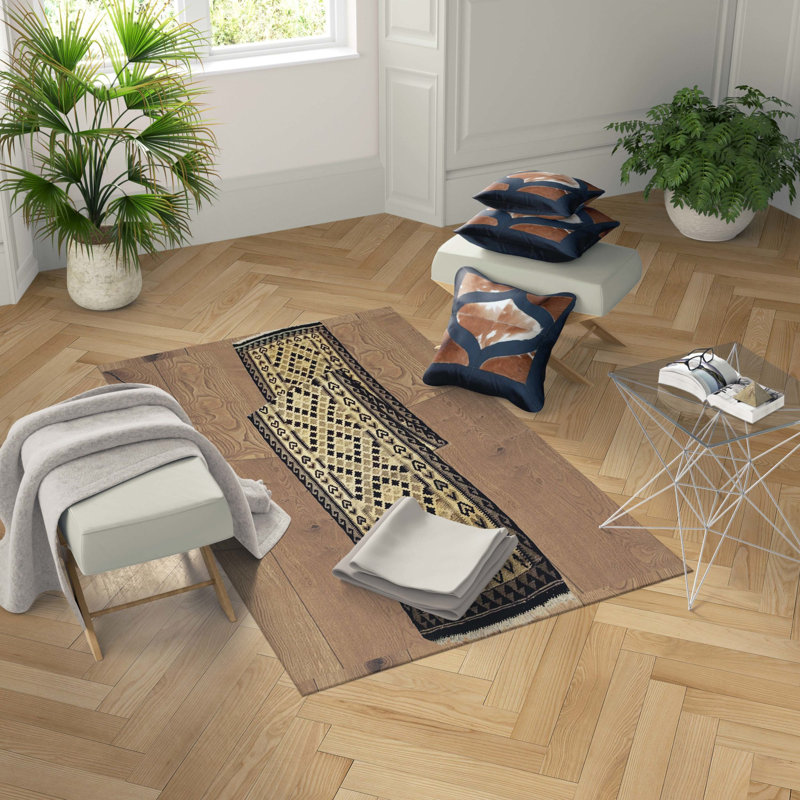 Runner Renken Geometric Hand Woven 100cm X 490cm Area Rug, Wool