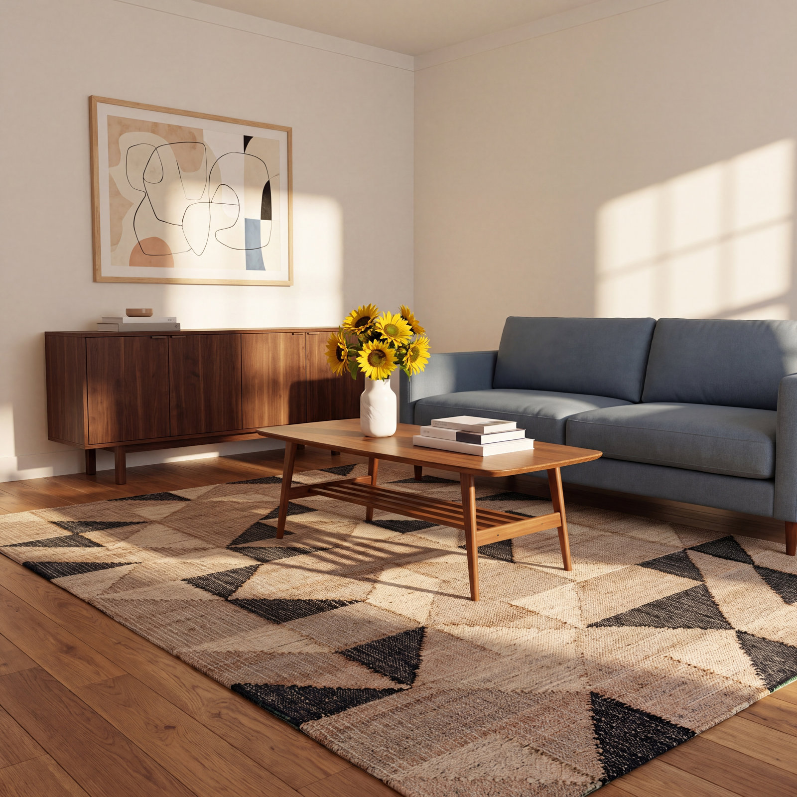 Solene Brown Charcoal Geometric Jute Rug, Rectangle 8' x 10'