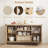 Rattan Sideboard Buffet Cabinet with Storage, Farmhouse Kitchen Buffet Cabinet with Drawer-331418632-319268007