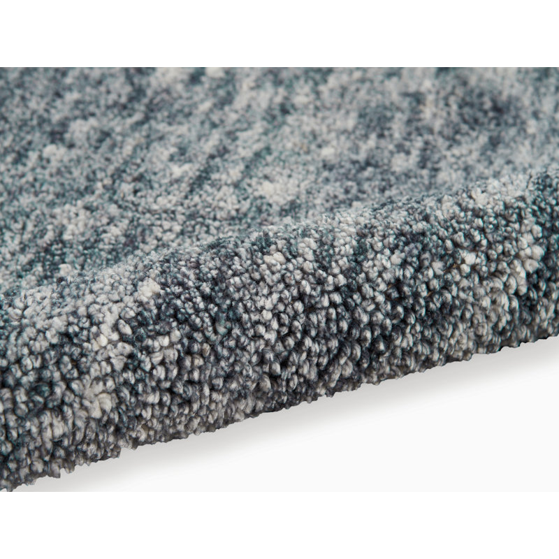 Tapis décoratif en denim à poils longs fabriqué à la main Tulsa, Rectangle 4 pi x 6 pi