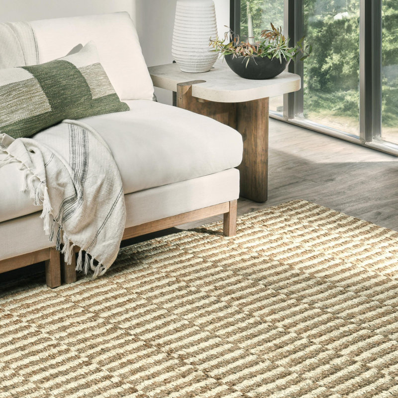 Monterey Hand Woven Dhurrie Jute Striped Area Rug, Rectangle 9' x 12'
