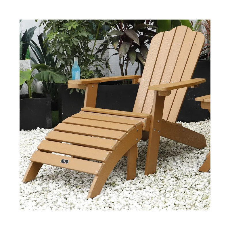 Chaise Adirondack en plastique avec repose-pieds Jarratt, Brun