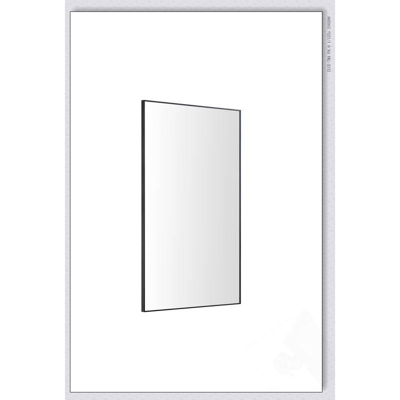 Miroir de salle de bain 60 po x 22 po noir brillant, miroir de meuble-lavabo mural rectangulaire avec cadre en métal moderne et options de suspension polyvalentes
