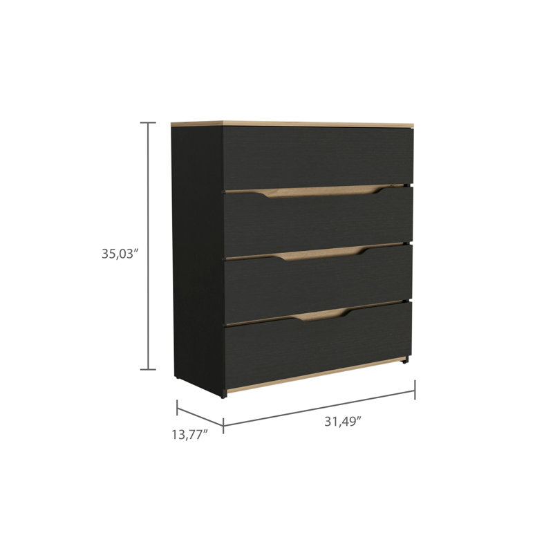 Commode 4 tiroirs Lynbrook - Wengé noir