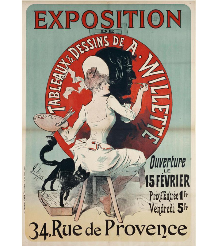 "Exposition de peintures et de dessins par A. Willette" par Jules Chéret - Art mural sur toile tendue avec châssis