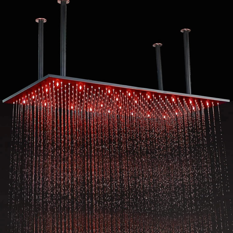 Système de robinet de douche à DEL 16 po x 32 po avec douchette à jet de pluie avec douchette et douchette
