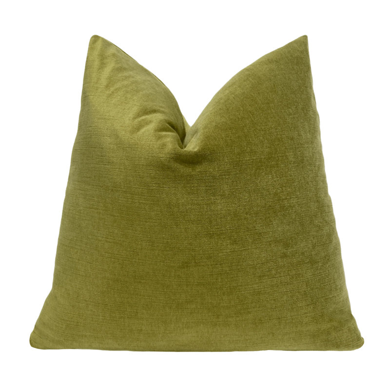 Housse de coussin en velours vert uni, Citronnelle, 20" H x 20" W