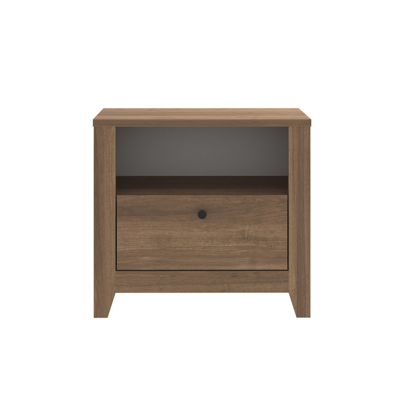 55cm W Manufactured Wood Bedside Table, Istanbul Walnut