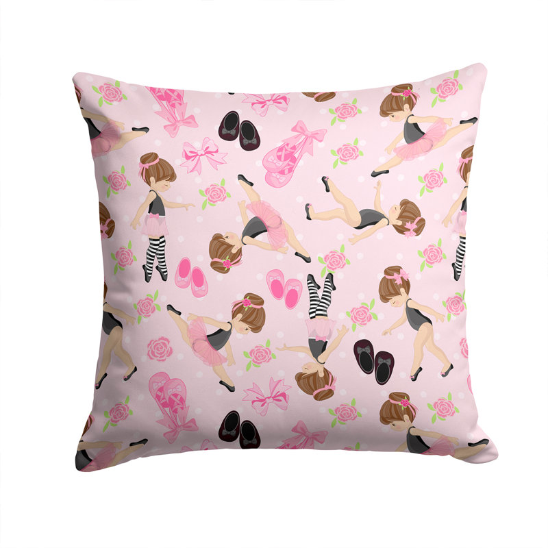Coussin intérieur/extérieur ballerines et roses, 14 po x 14 po