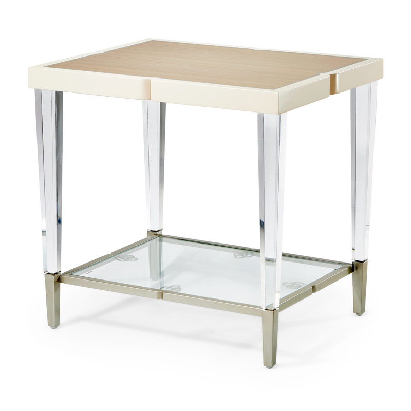 Transitional Cream Acrylic Rectangular Occasional Table