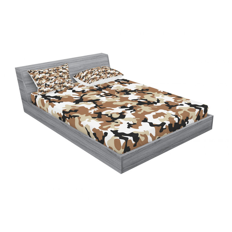 Microfiber Camouflage Sheet Set, Full/Double Sheet Set with Fitted Sheet