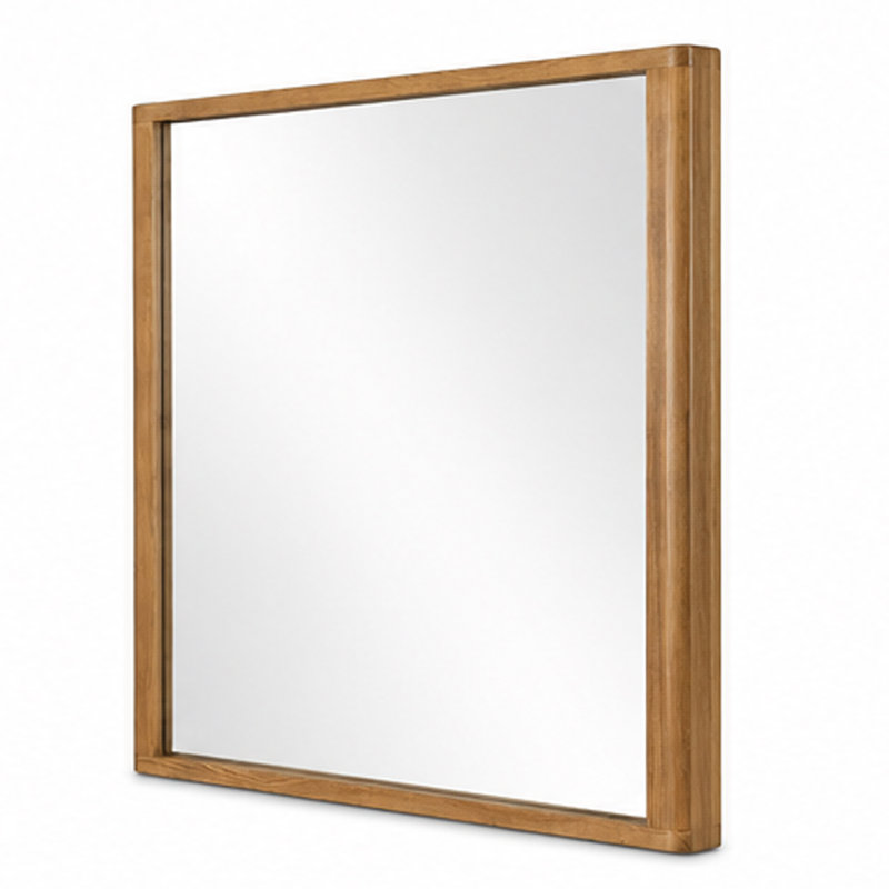 Miroir de commode Sery, cadre en bois brun chêne rustique, 40 x 42