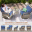 Ensemble de 5 pièces en rotin d'extérieur de qualité supérieure, 2 chaises coulissantes pivotantes avec dossiers en forme de T, 2 repose-pieds multifonctionnels et une table d'appoint en verre renforcé pour le patio, le jardin, la piscine et la cour-123039736