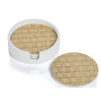 5-Piece Woven Ash Coaster Set with Holder