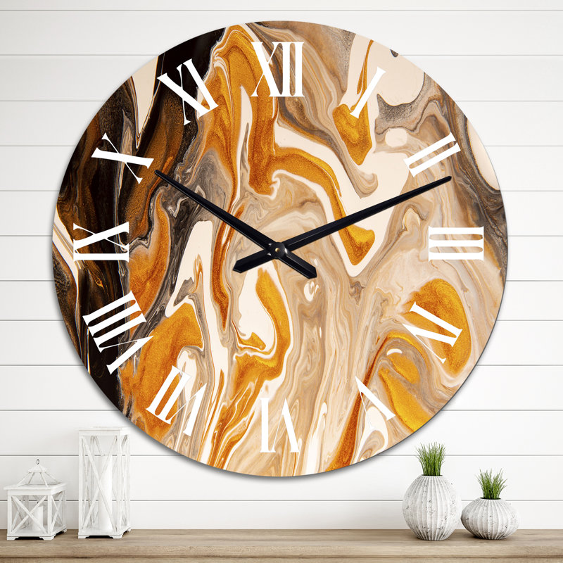Horloge murale moderne brun, brun, blanc et gris, Grand