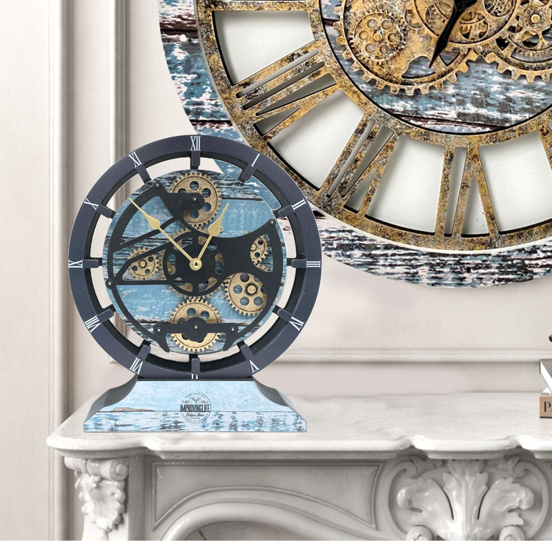 Wood Wall Clock, Aqua Green