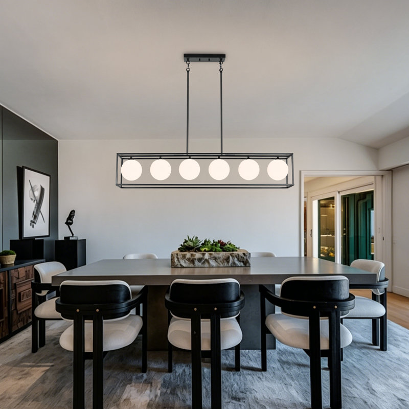 6 - Light Kitchen Island Lighting Dining Room Chandelier Linear Chandelier For Kitchen Island Rectangle Chandelier