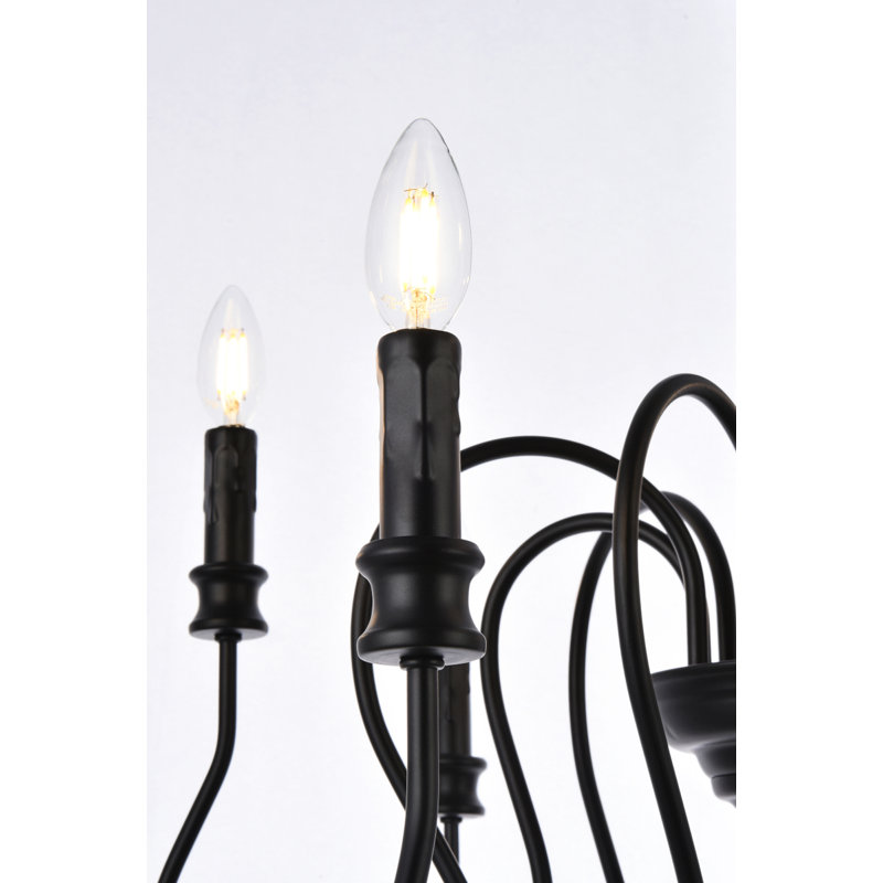 Aurianne Candle Style Traditional Chandelier, Black, 18.2" H x 17" W x 17" D