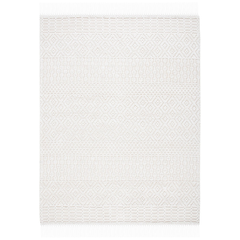 Southwestern Handmade Flatweave Ivory Area Rug, Rectangle 11' x 15'