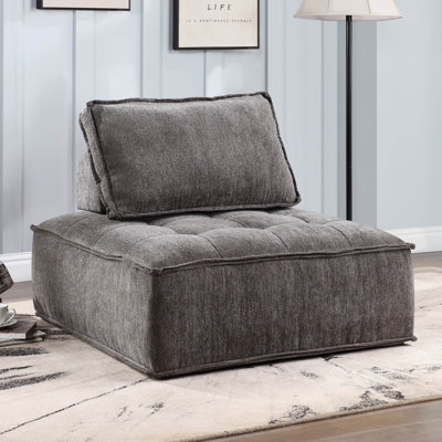Chaise et demi capitonnée en velours l 41,3 po Kethia