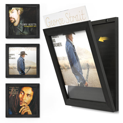 3 Pack 12x12 Vinyl Record Frame Black, Display Vinyl Covers, Album Frames For Vinyl Records, Black by Ebern Designs