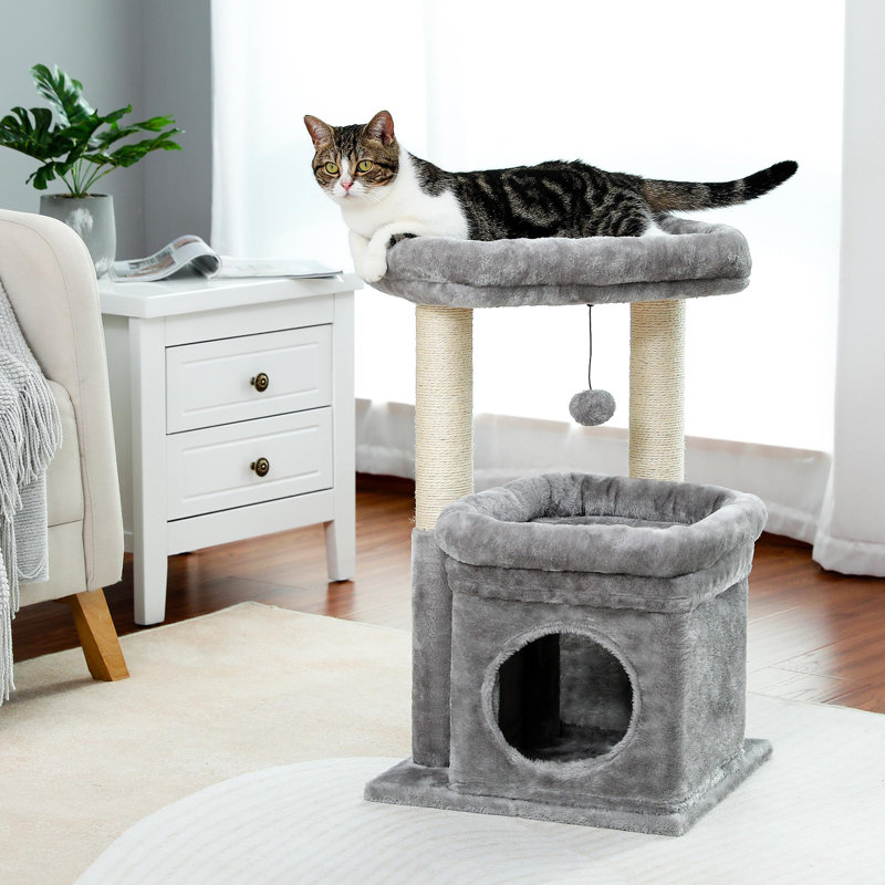 Tour d'intérieur pour chat en sisal naturel, Gris