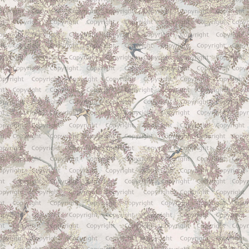 Papier peint botanique Verdant, 117.96" L x 225" W, Pink
