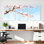 Ensemble de 3 tableaux aquarelles sur toile tendue représentant des branches de cerisier en fleurs, pour la décoration du salon et de la chambre.