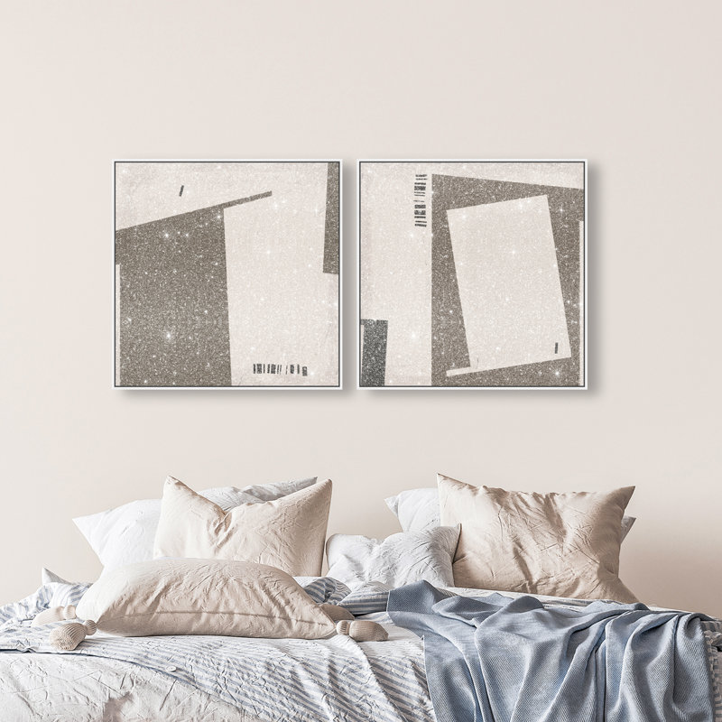 Structural Set Set by Oliver Gal, 31"H x 31"W, White Floater Frame