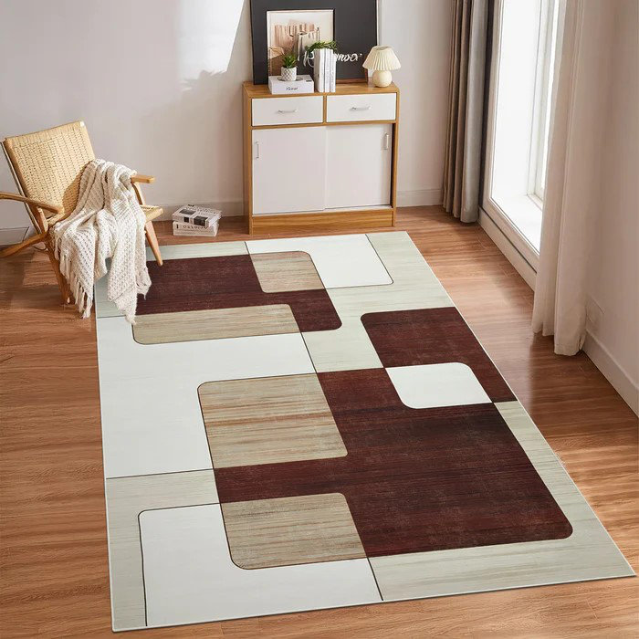 Demetriona Washable Abstract Area Rug – Low-Pile, Non-Slip, Stain-Resistant, Rectangle 160 x 230 cm